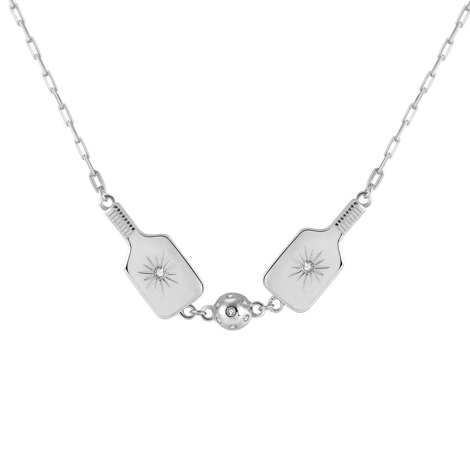 Silver Pickleball Paddle & Ball Necklace | Everwild Designs