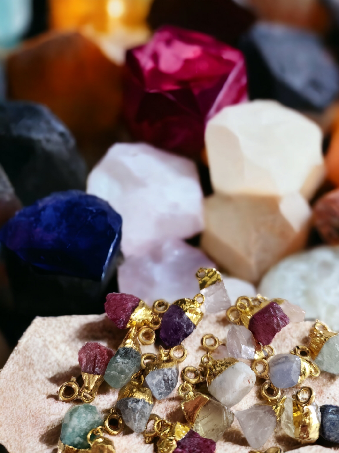 Raw Natural Gemstone Nugget Birthstone Necklace - July Ruby