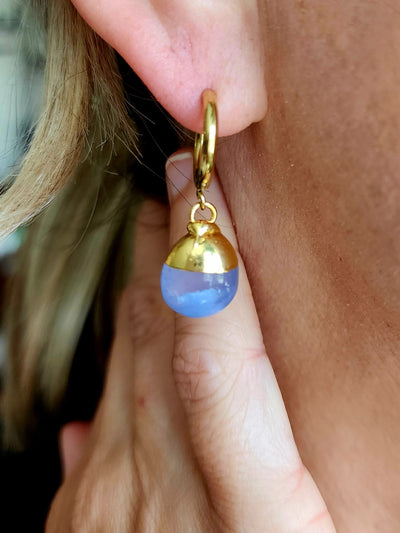 Raw Natural Gemstone Nugget Birthstone Earrings - February