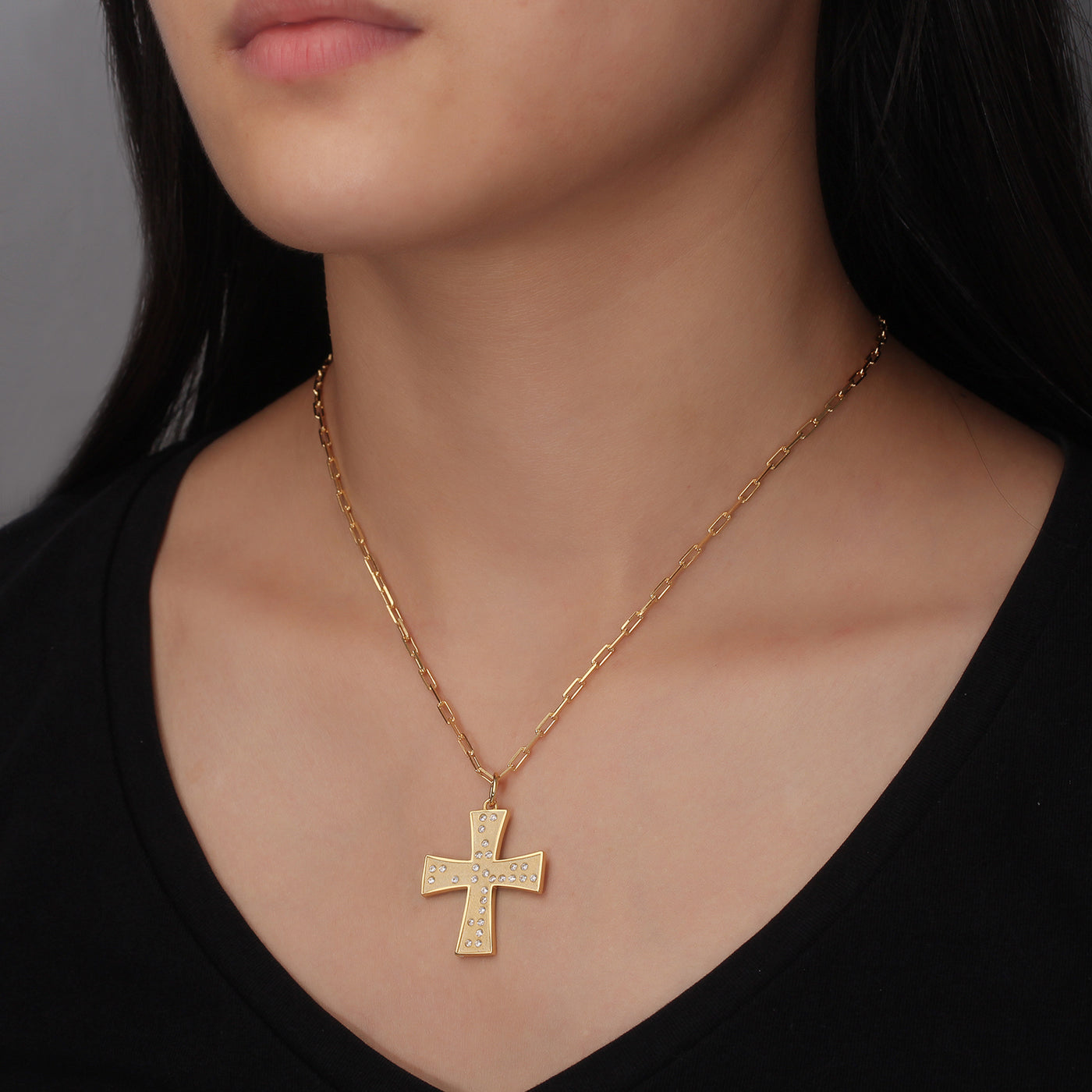 Touchstone Cross Faith/Family Necklace Gold