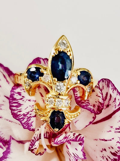 Saints Fleur De Lis SAPPHIRE Ring