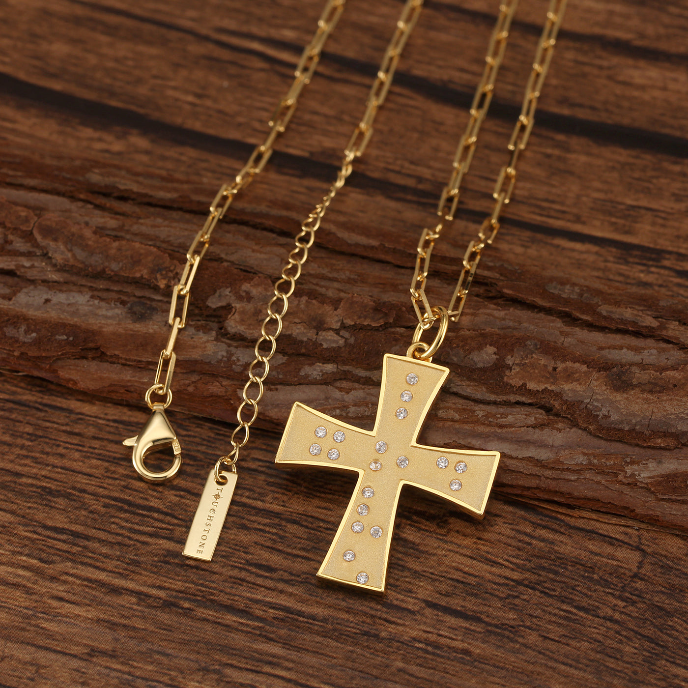 Touchstone Cross God/Love Necklace Gold