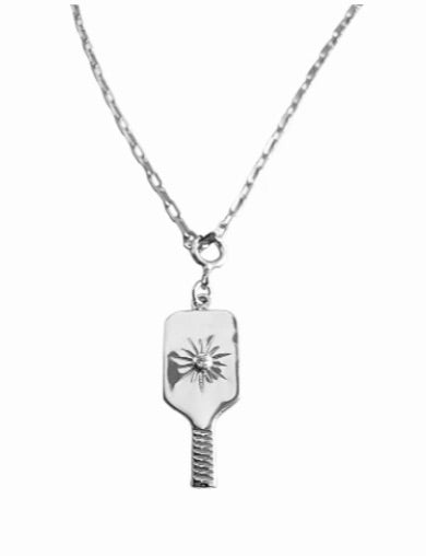 Pickleball Paddle Silver Charm Necklace