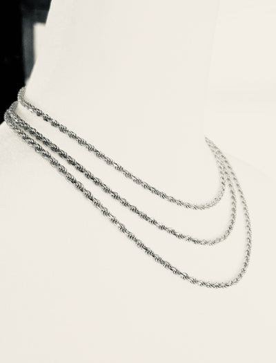 X Diamond Cut Rope Chain Silver