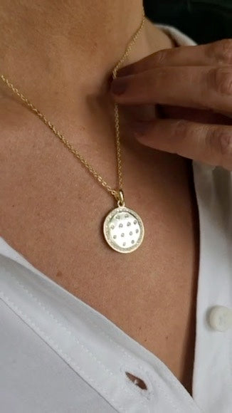 Pickleball Disc-o Ball Necklace Gold
