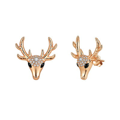 Everwild Dainty Deer Stud Earrings in Rose Gold