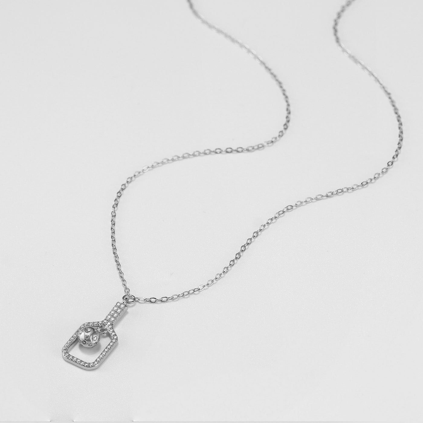 Pickleball Volley Up Mini Necklace Silver