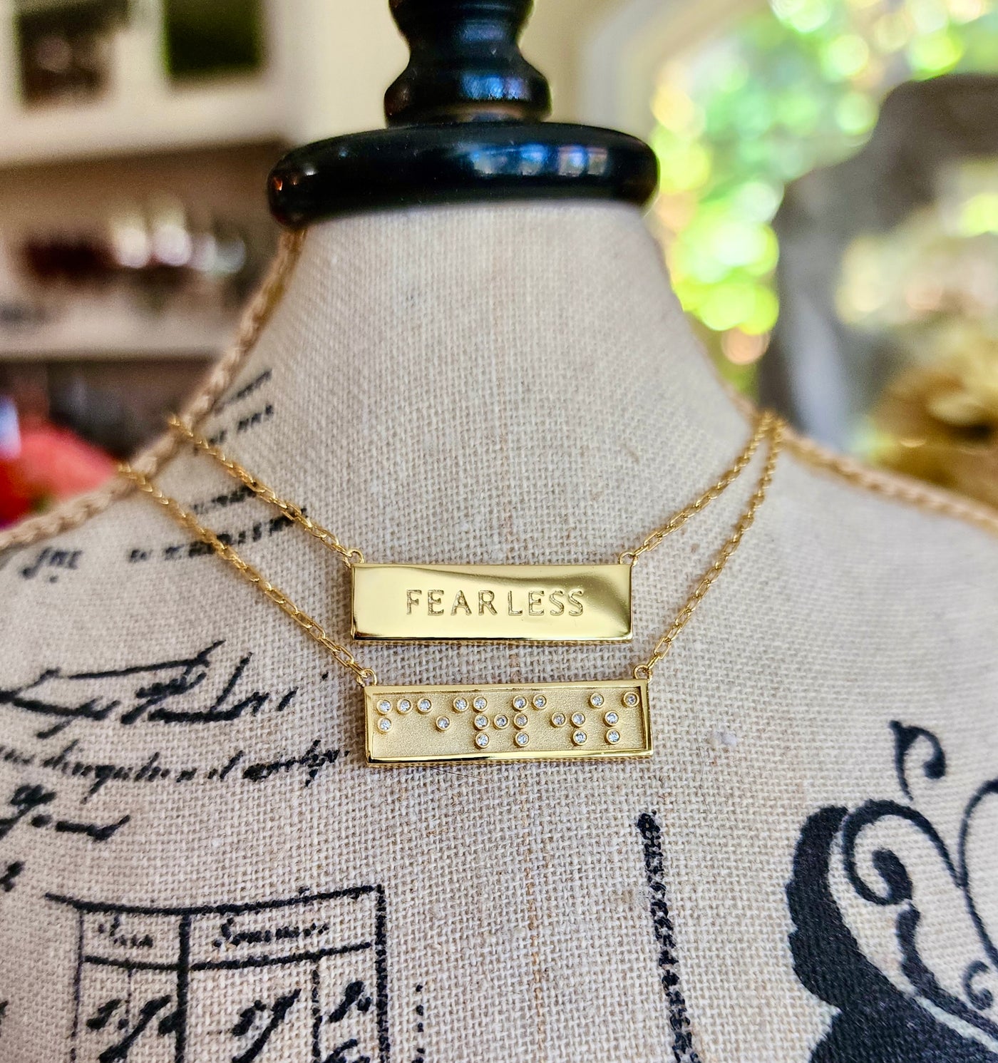 Touchstone Fearless FINE Mini-Bar Necklace Gold & Diamonds