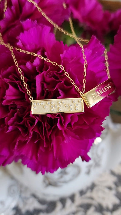 Touchstone Fearless FINE Mini-Bar Necklace Gold & Diamonds