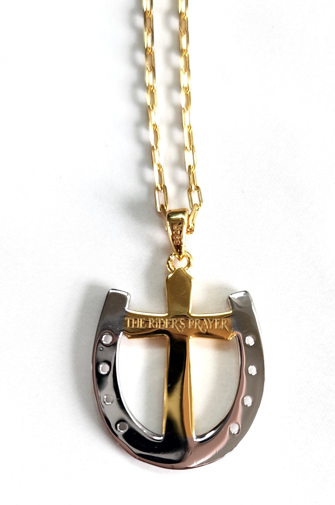 Dark Horse Rider's Prayer Two-Tone Gold Clip Chain Necklace