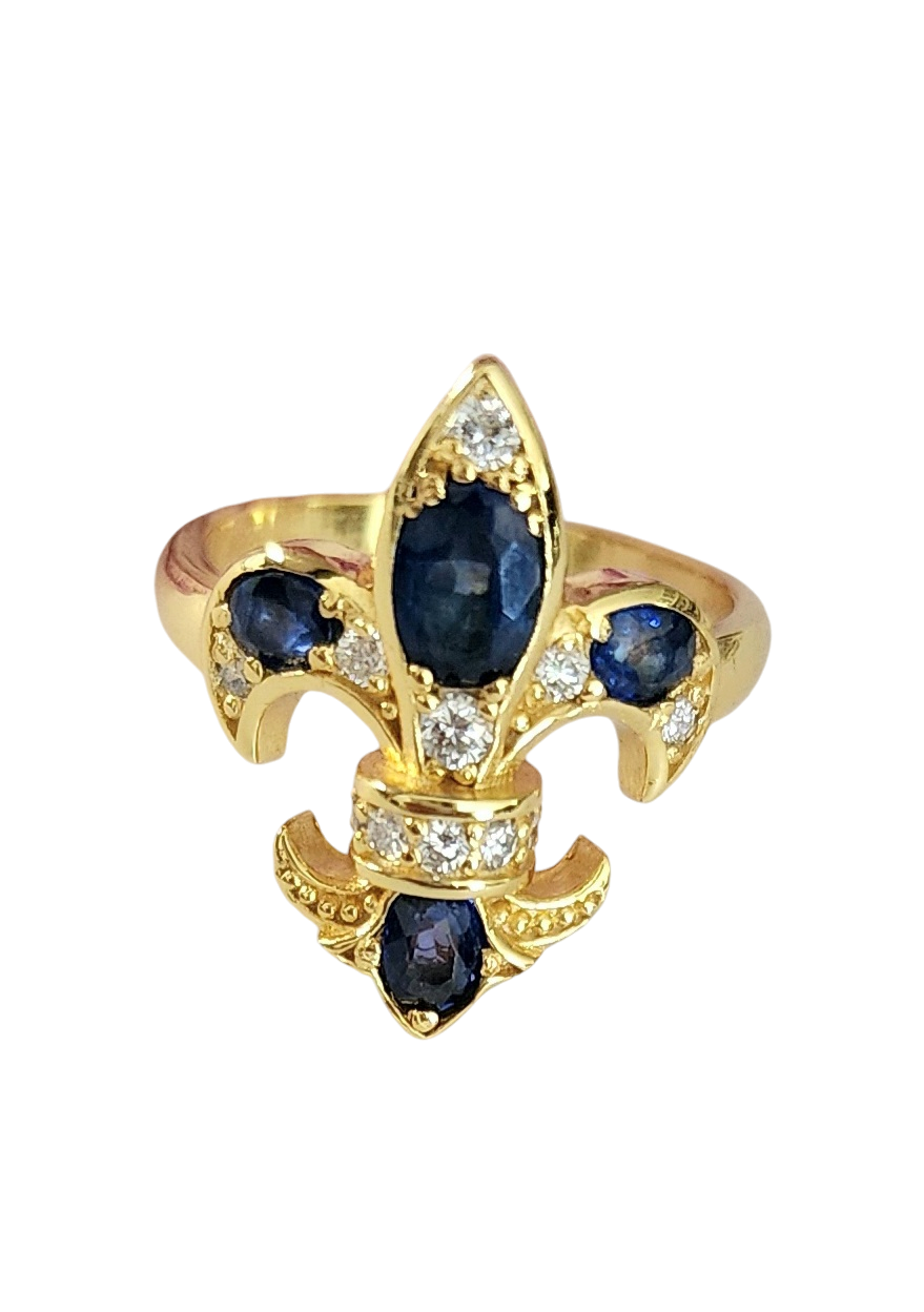 Saints Fleur De Lis SAPPHIRE Ring