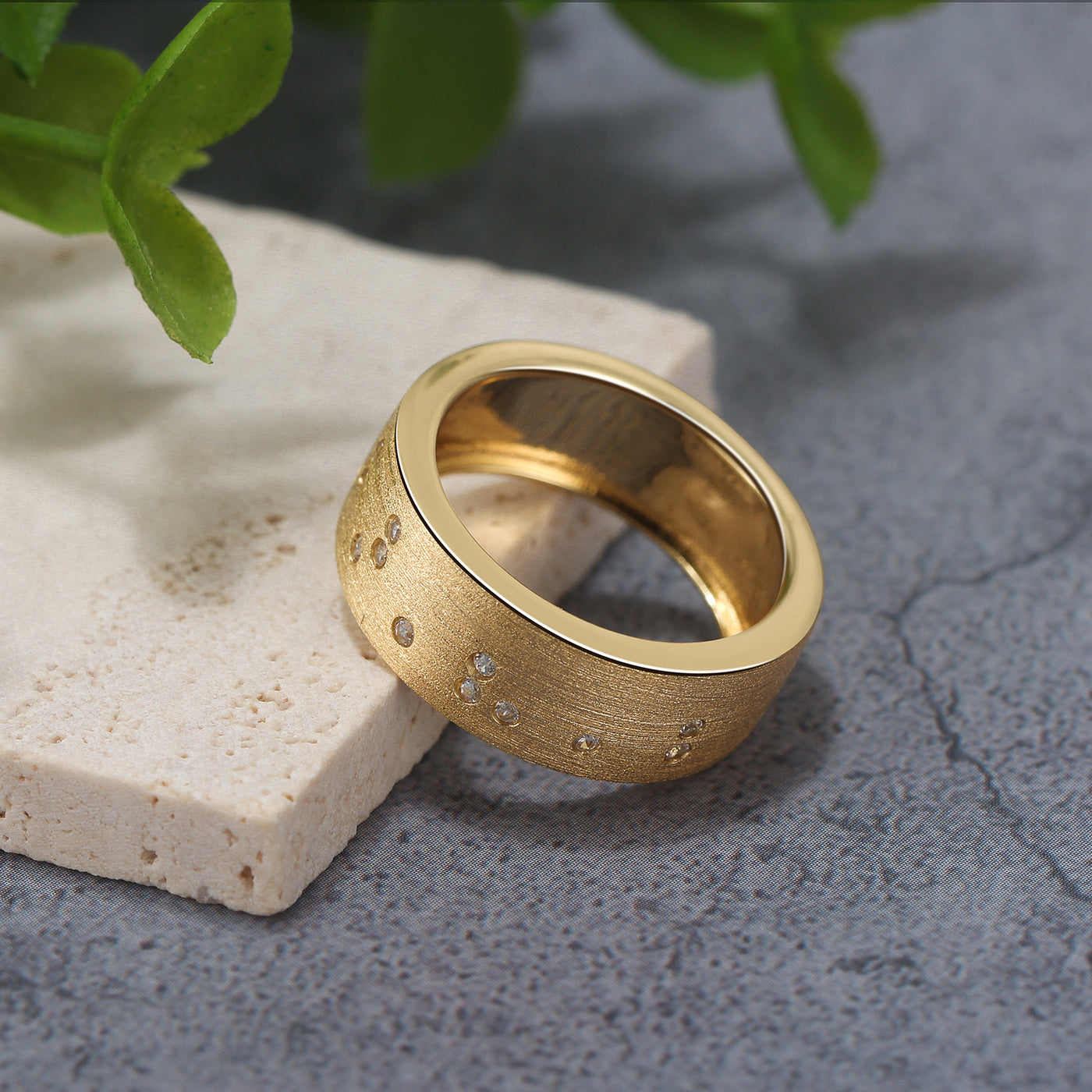 Touchstone Badass Band Ring Brushed Gold