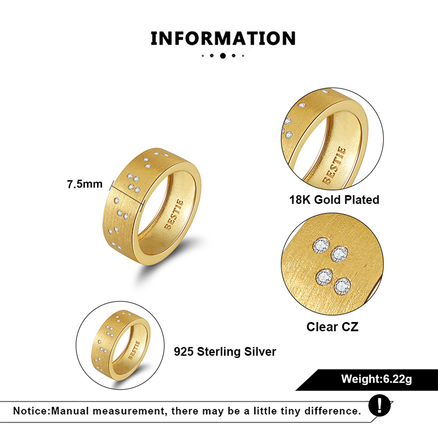 Touchstone BESTIE Slim Ring Gold S7