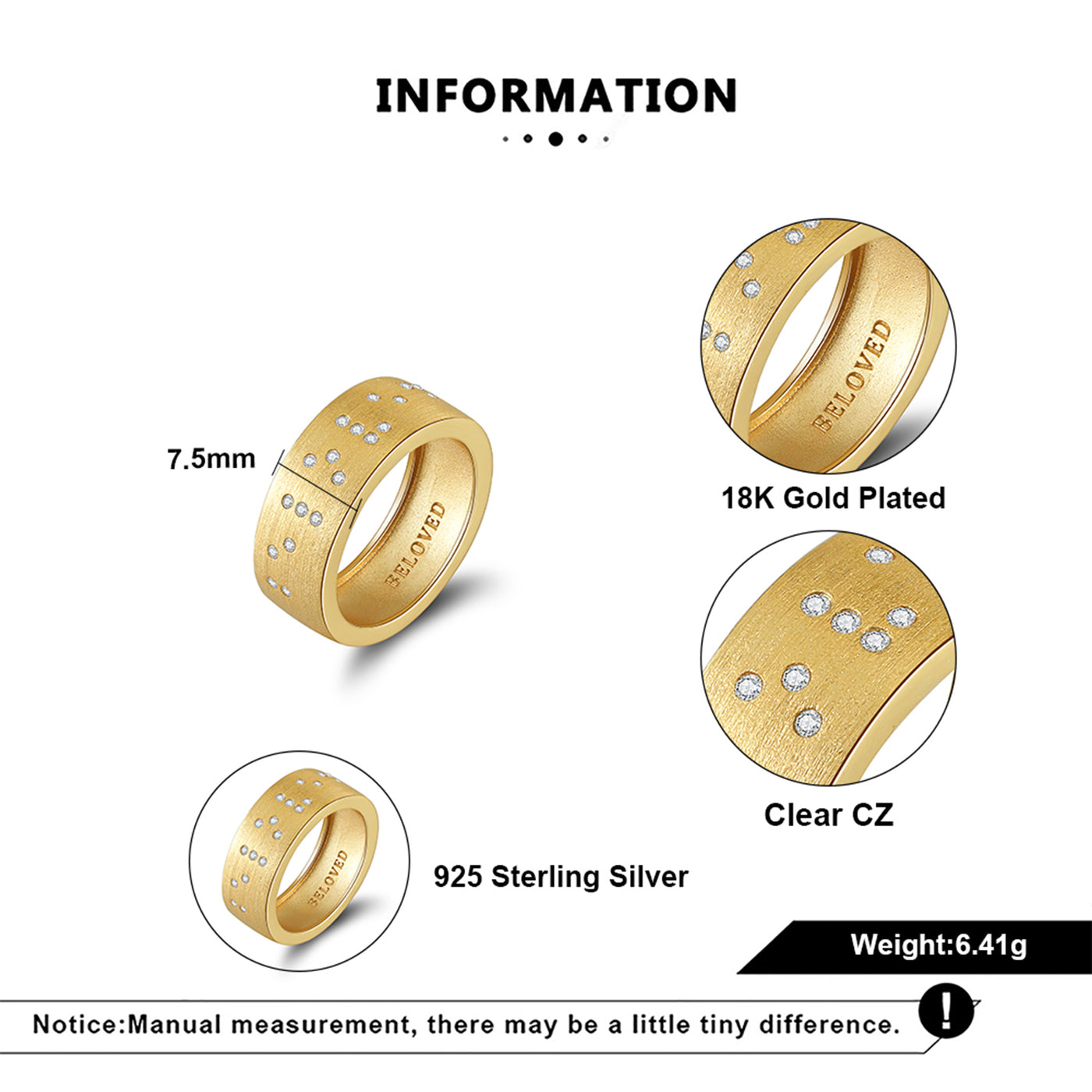 Touchstone BELOVED Slim Ring Gold S7