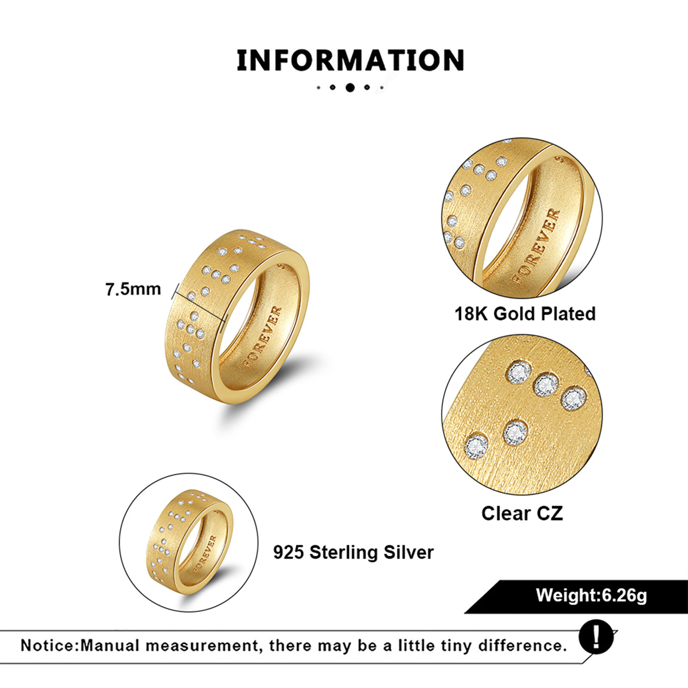 Touchstone FOREVER Slim Ring Gold S7