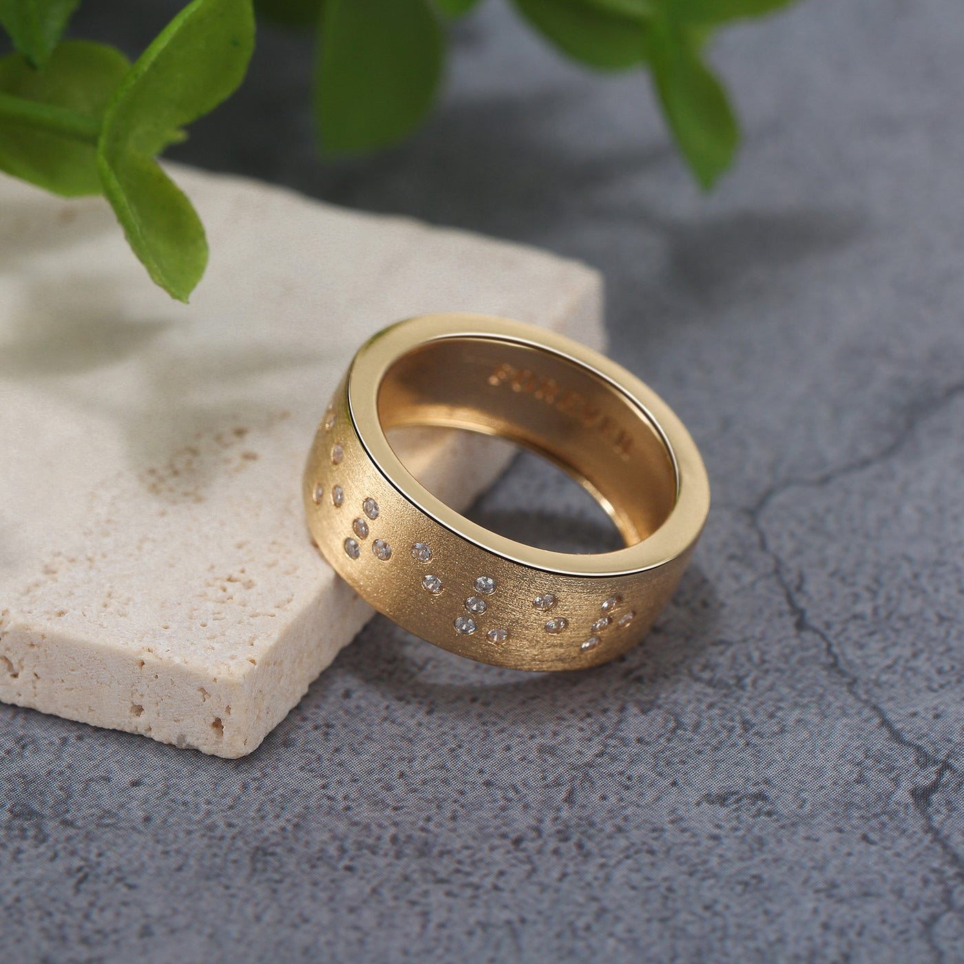 Touchstone Forever Band Ring Brushed Gold