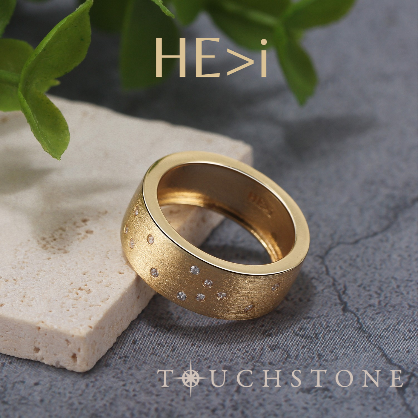 Touchstone HE>i Band Ring Brushed Gold