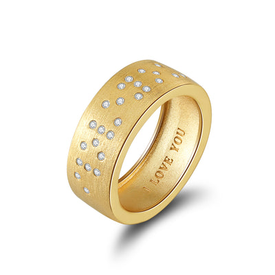 Touchstone I Love You Slim Ring Brushed Gold