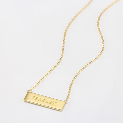 Fearless necklace, reversible fearless necklace, Braille jewelry, gold fearless necklace