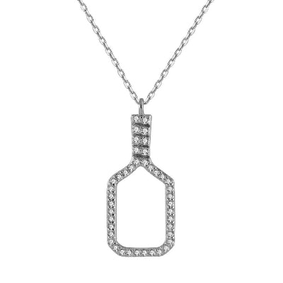 Fine Pickleball Belle Volley Necklace Solid 14k White Gold with Diamonds