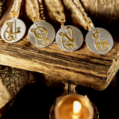 Saints & Saviors Fancy Initial Pendant Necklace A-Z