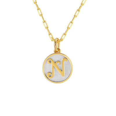 Saints Dainty Fancy Initial Pendant Necklace A-Z