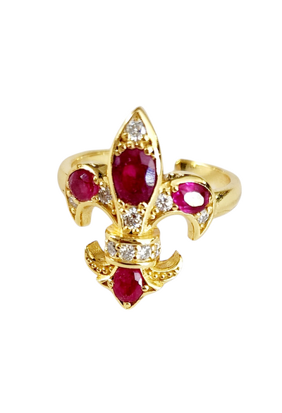 Saints Fleur De Lis RUBY Ring