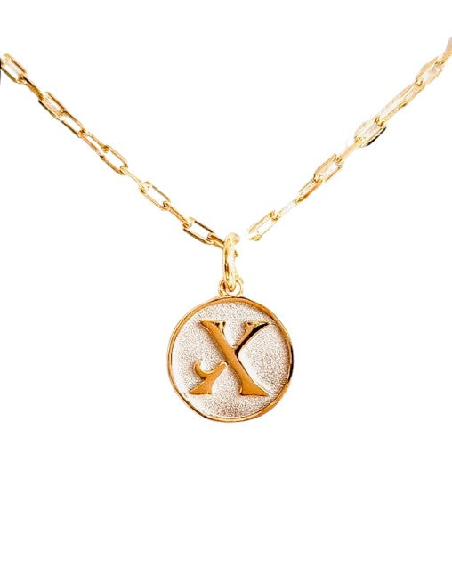 Saints Dainty Fancy X Initial Pendant Necklace