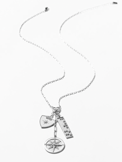 Saints Protected Wanderer Charm Necklace Silver