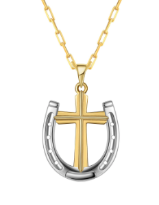 Saints Rider's Prayer Mini G/S Necklace Gold Clip Chain