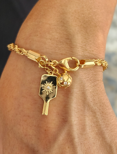 Pickleball Dainty Paddle Charm Gold