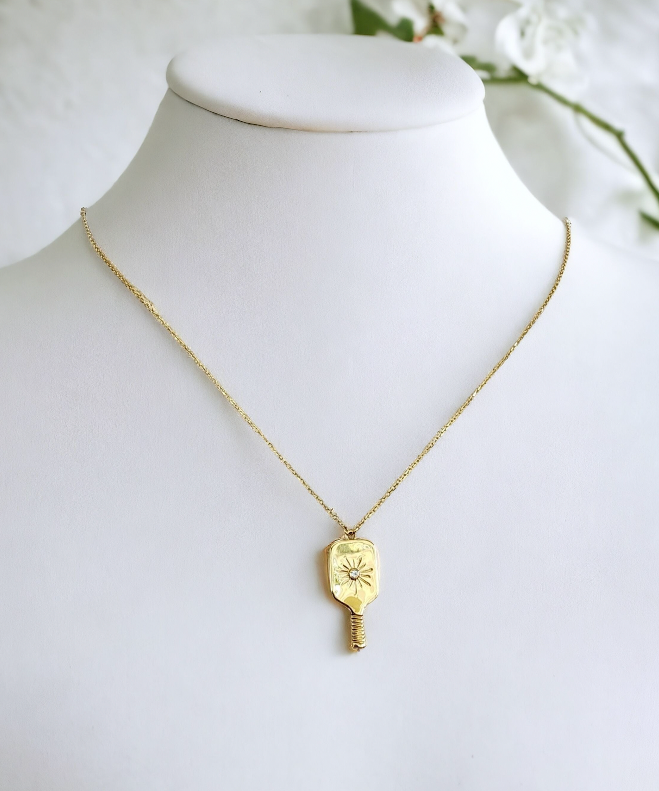 Pickleball Dainty Paddle Charm Gold