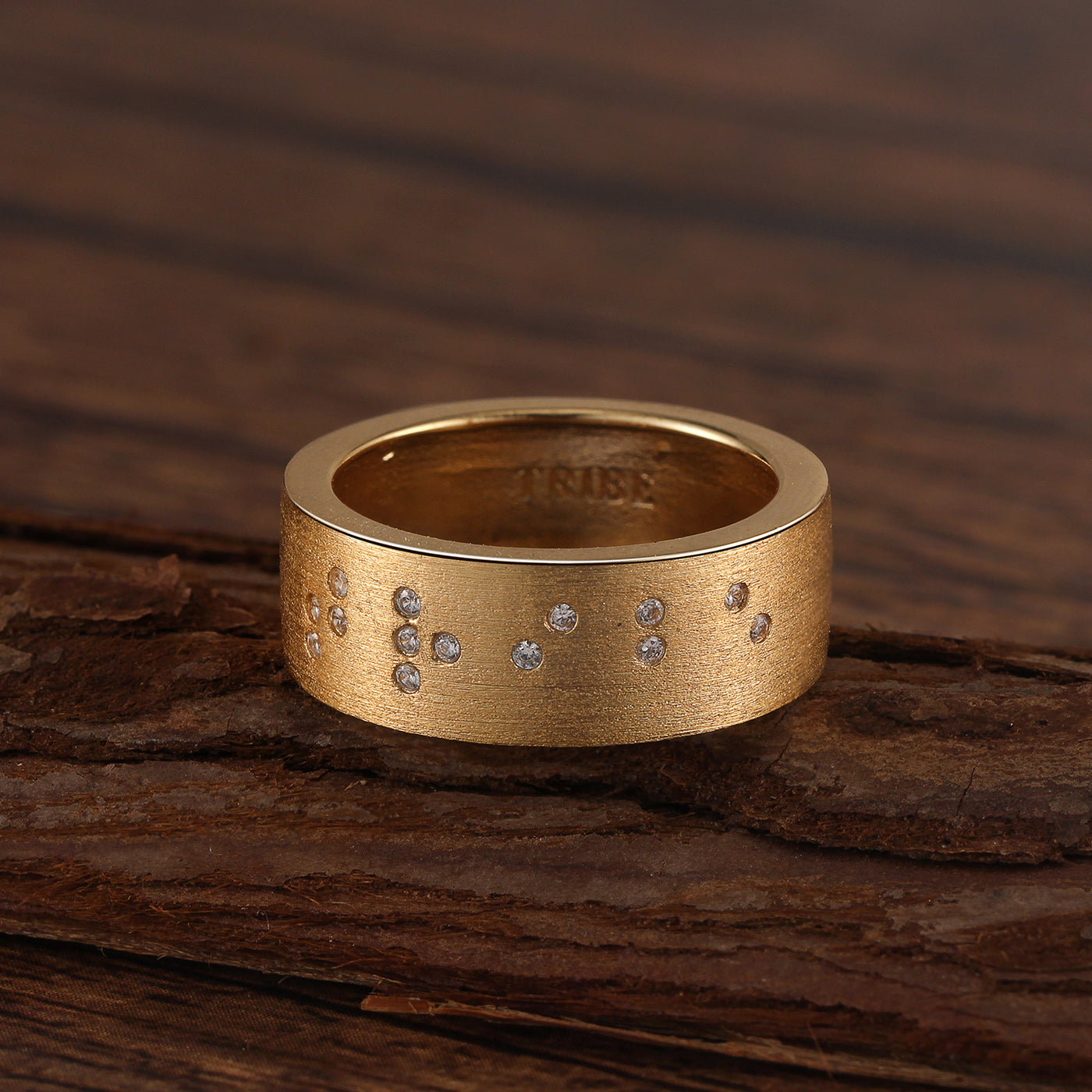 Touchstone Tribe Band Ring Brushed Gold