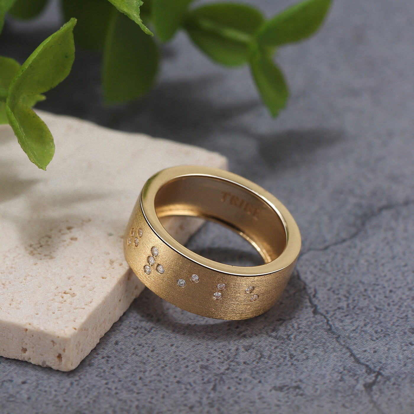 Touchstone Tribe Band Ring Brushed Gold