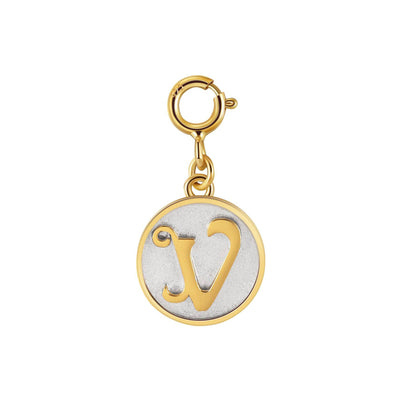 Saints Dainty Fancy V Initial Clip on Pendant