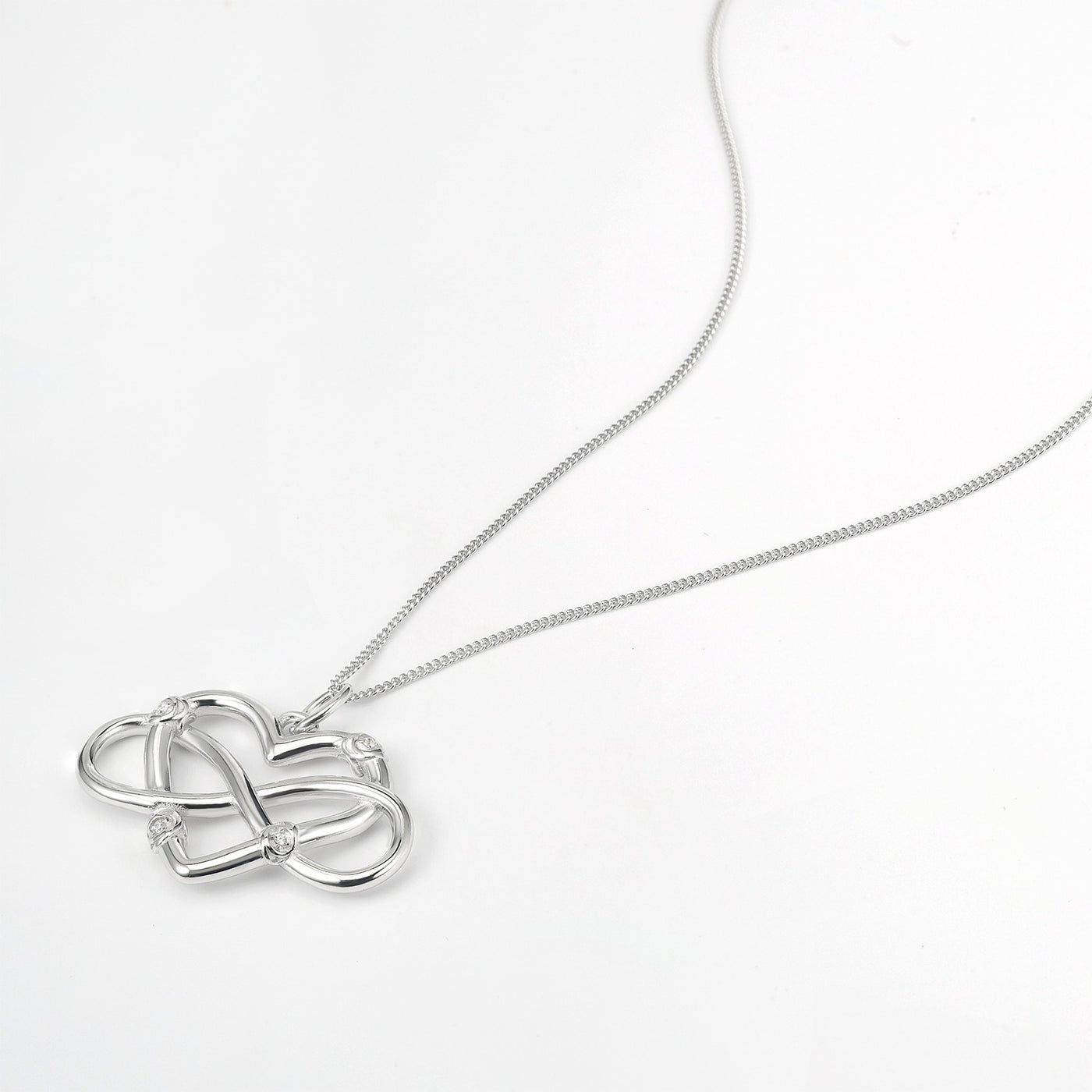 Endless Love INfinity Heart necklace Silver