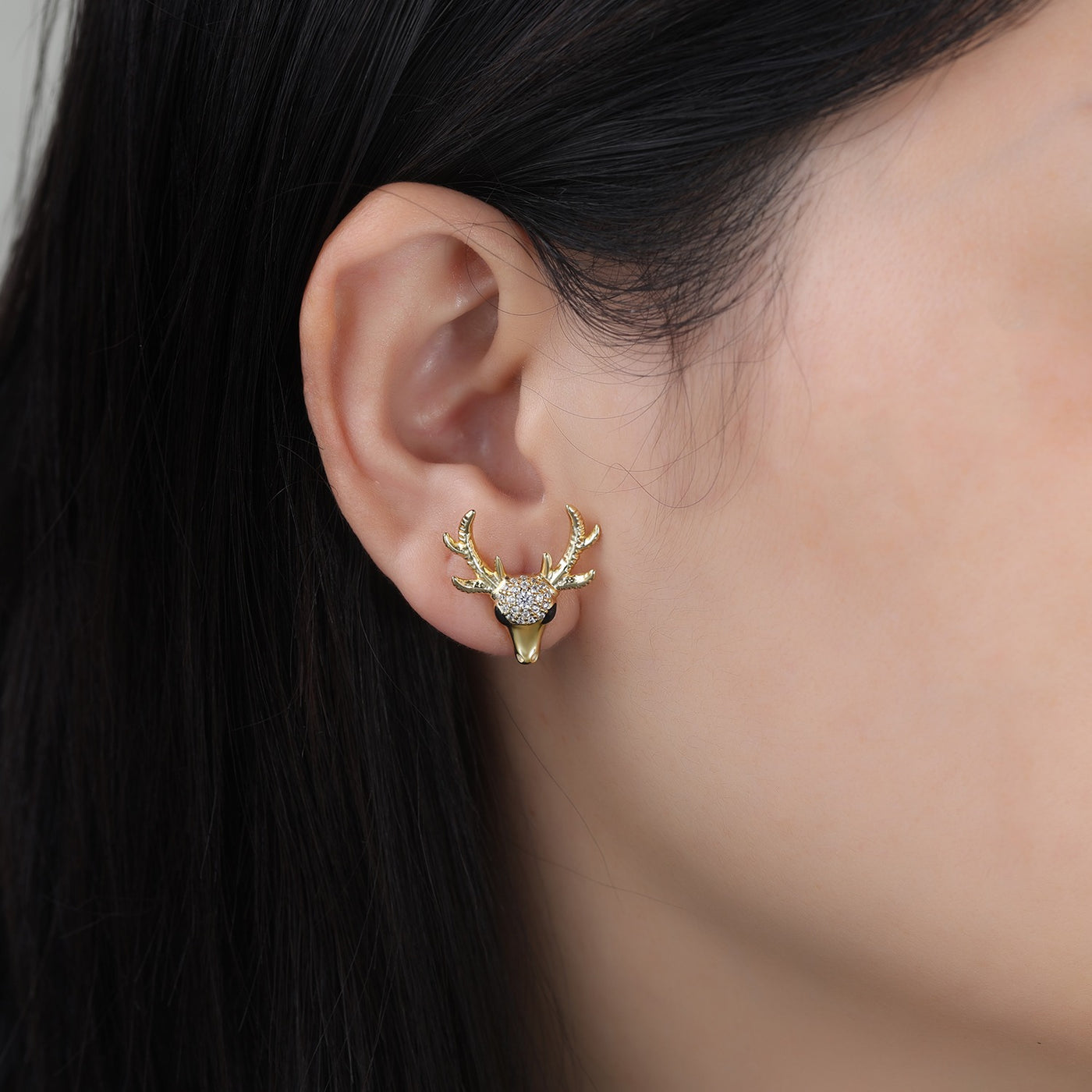 Everwild Dainty Deer Stud Earrings in Gold