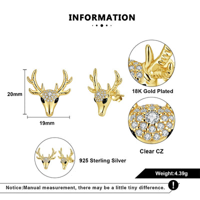 Everwild Dainty Deer Stud Earrings in Gold