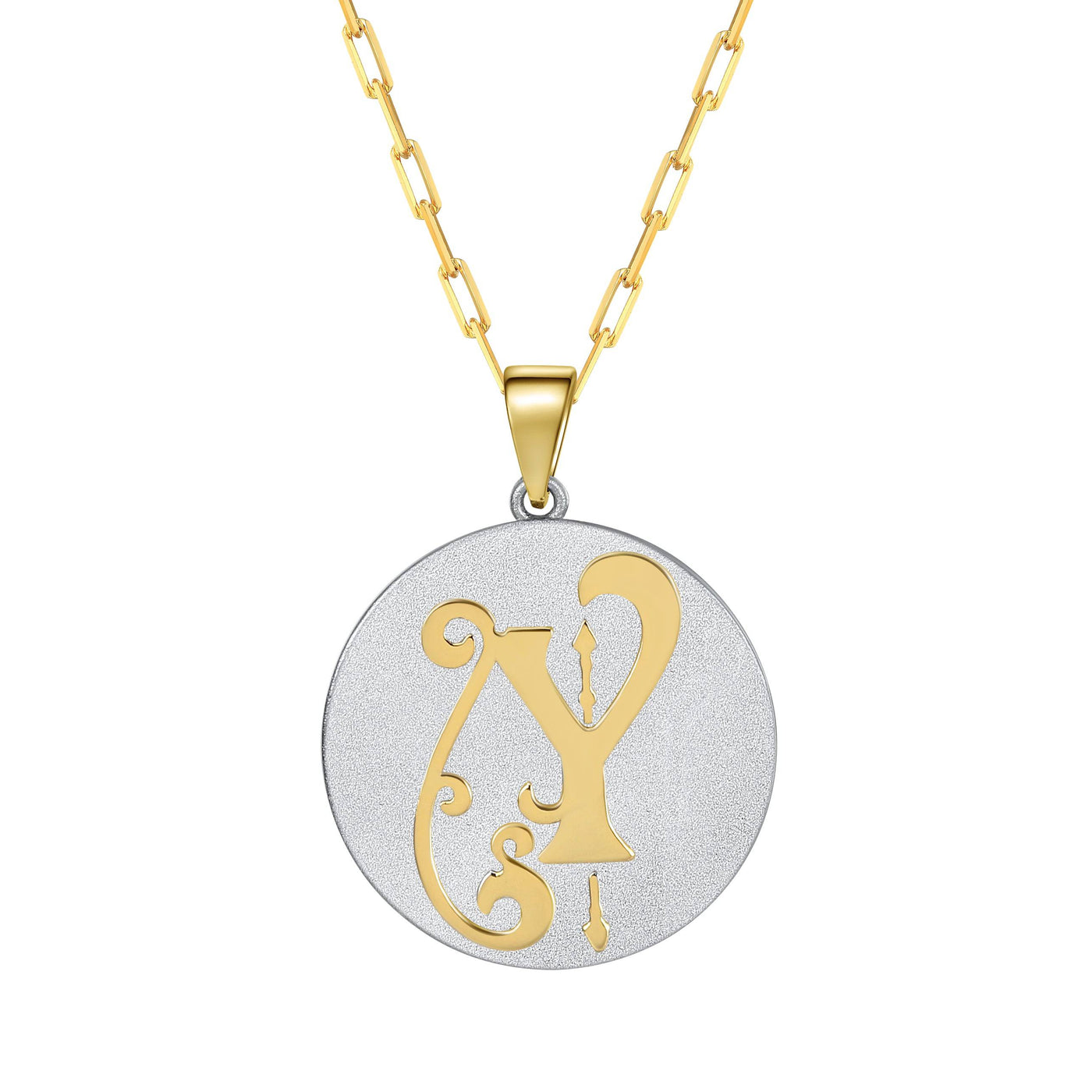 Saints & Saviors Fancy Initial Pendant Necklace A-Z