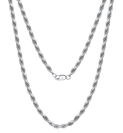 silver rope chain, sterling silver chain