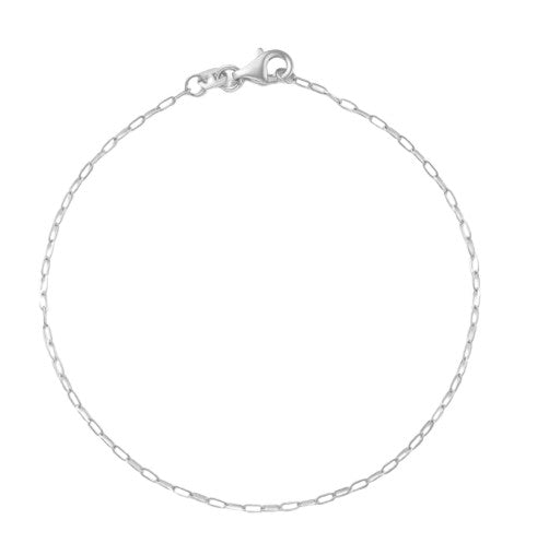 X Bracelet Paper Clip Link Dainty Silver