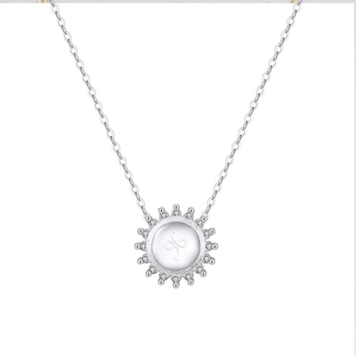 silver friendship symbol necklace sunburst