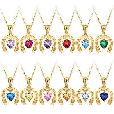 Horseshoe Heart Birthstone Necklace Color Variations | Dark Horse Collection by Everwild Desings