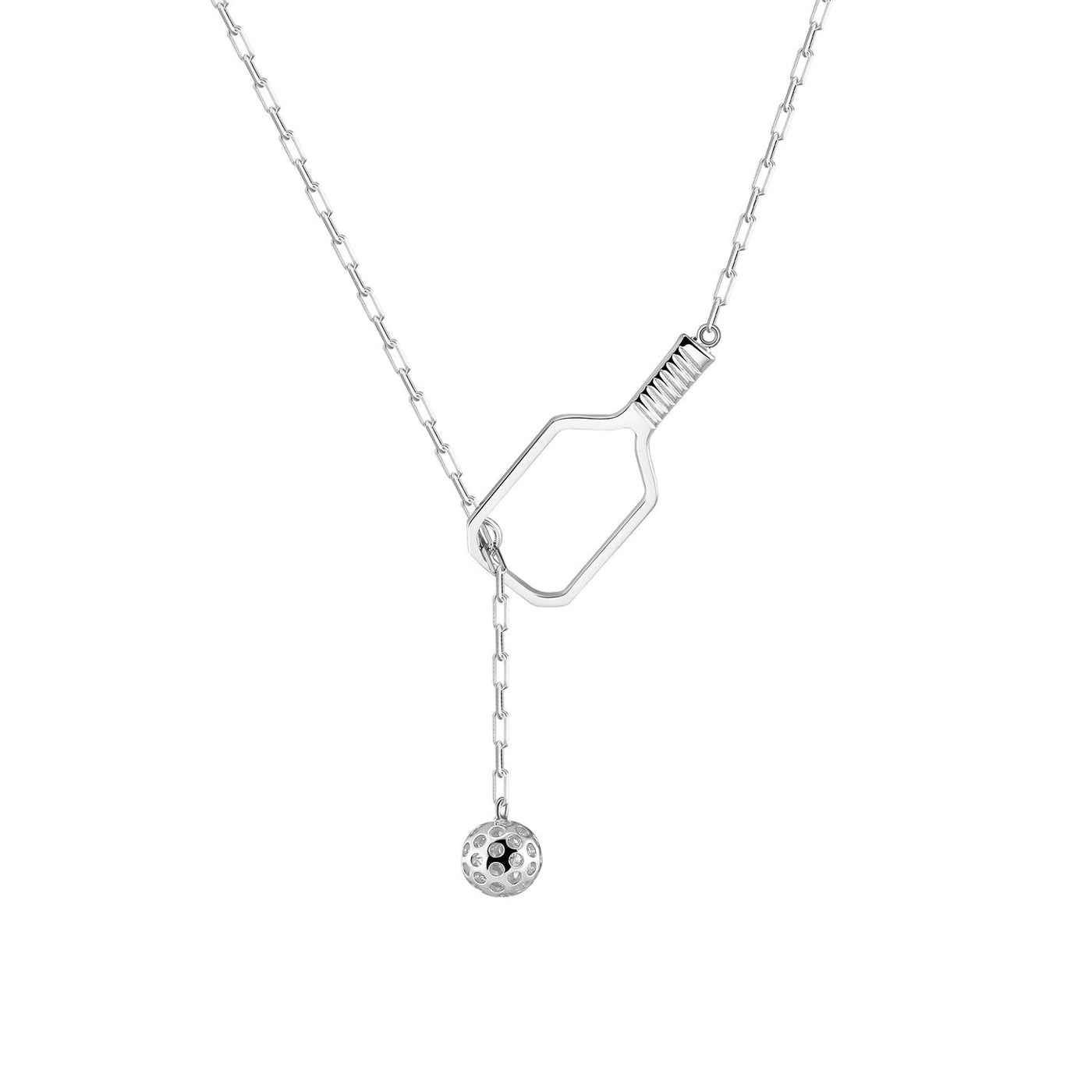 pickleball lariat necklace, silver lariat necklace, pickleball jewelry, pickle ball jewelry, pickleball jewelry, pickleball necklace, best pickleball gifts, pickleball for women