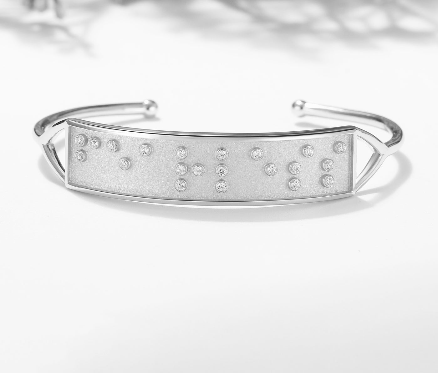 Touchstone FEARLESS Hidden Messages Braille Inspired Silver Cuff Bracelet