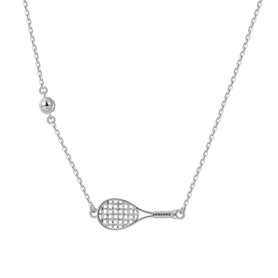 LoveMatch Tennis BABY ACE Silver Racket and Ball Necklace