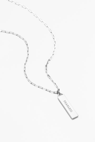 Touchstone Fearless Bar Silver Necklace