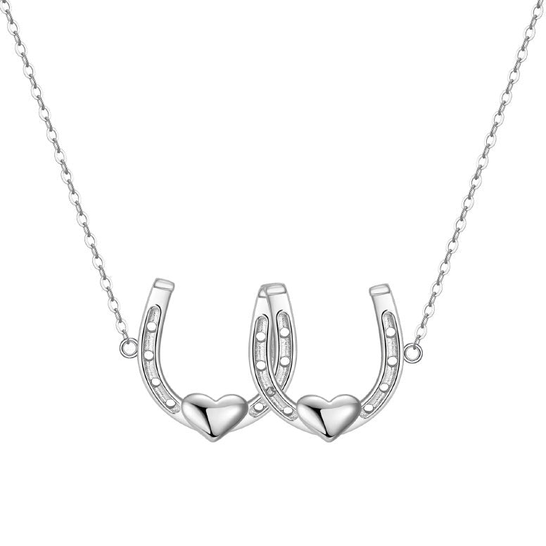 Dark Horse Double Your Luck Horseshoes Necklace-Everwild Designs