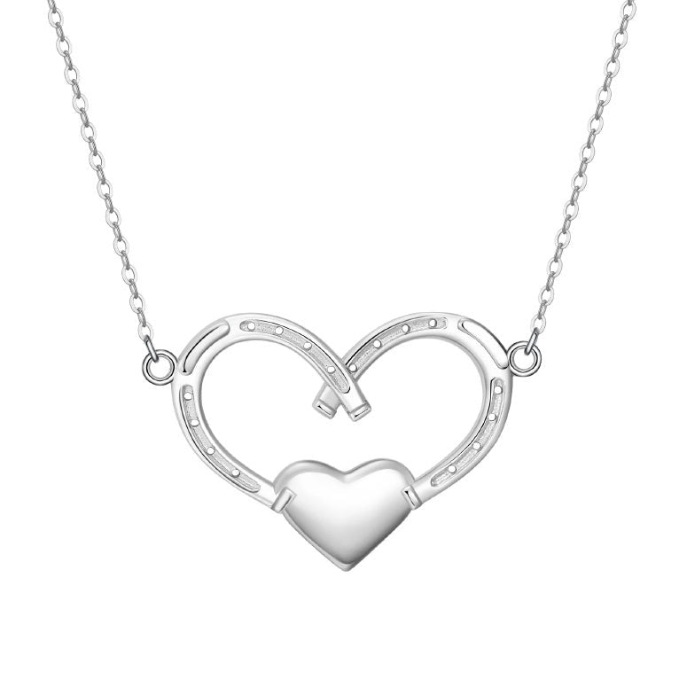 Horses in My Heart Horseshoes Equestrian Necklace Silver