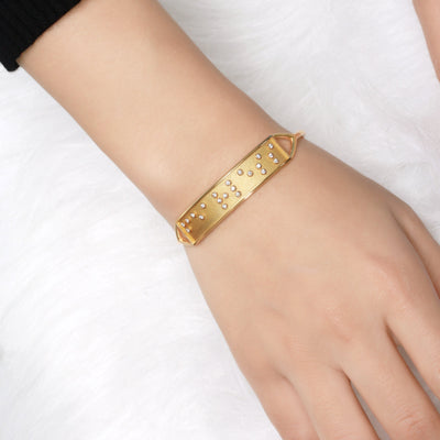 Touchstone I LOVE YOU Braille Inspired Gold Cuff Bracelet